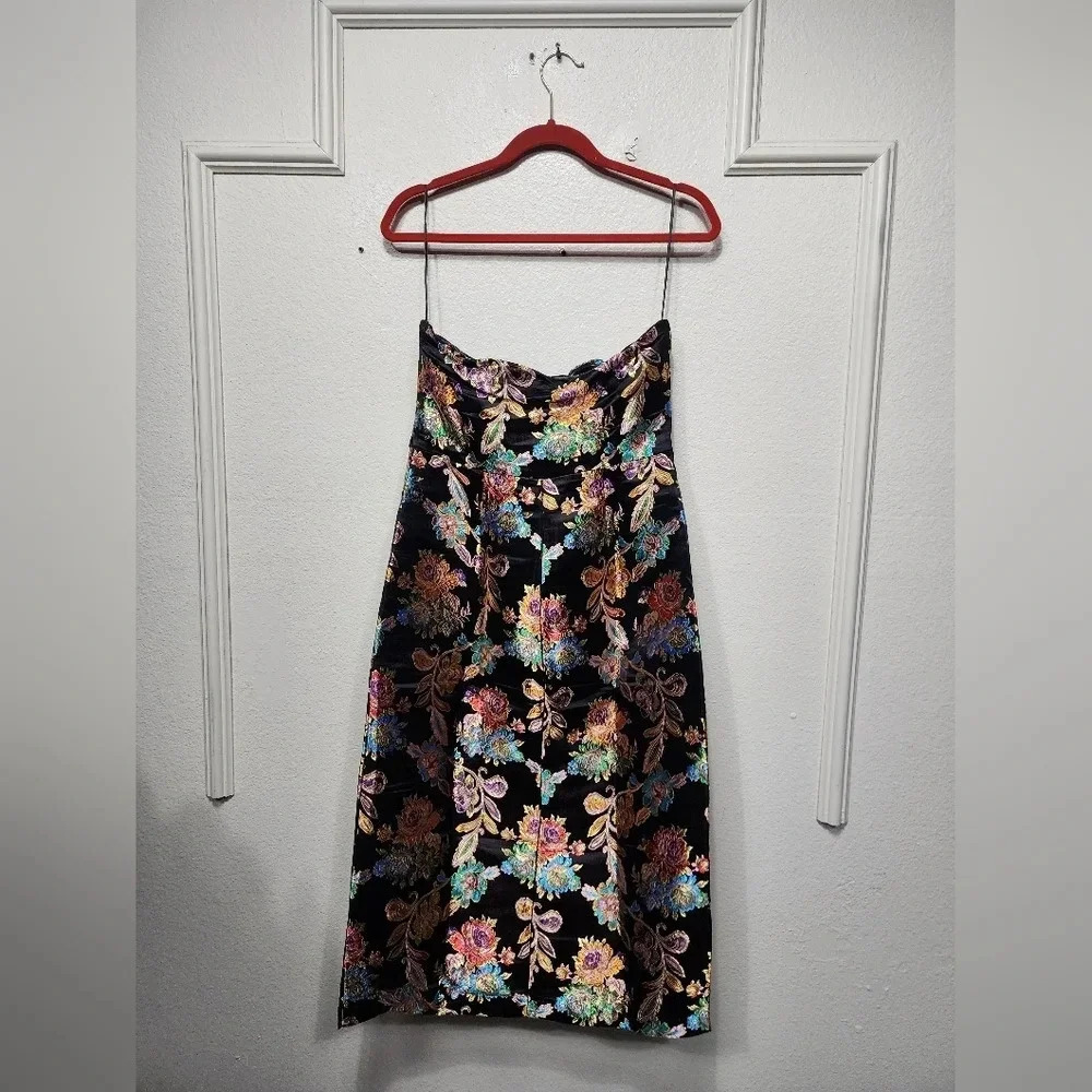 Vici Olia Ganni Jacquard Strapless Midi Dress Black NWT Wedding Party Guest - Picture 10 of 11